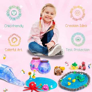 Activity-board  Slime Kit-12 Farben Kristall Schleim, machen Sie Ihre eigenen Schleim mit Glitter Charms Tool 