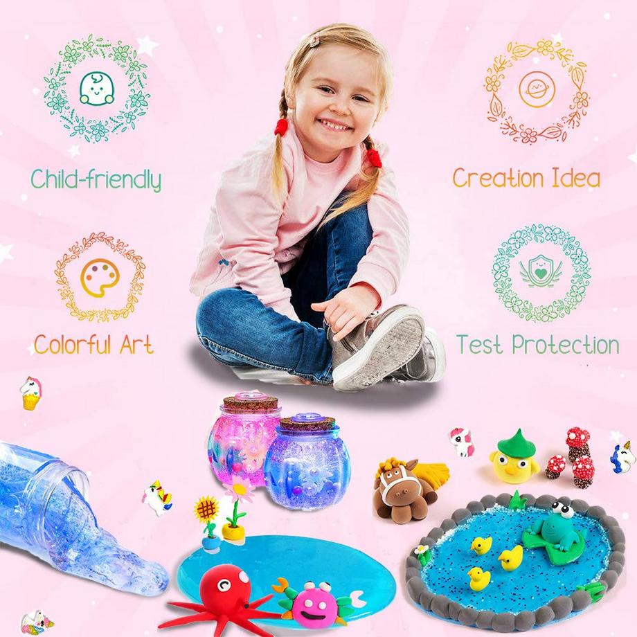 Activity-board  Kit Slime-12 couleurs Crystal Slime, faites votre propre Slime avec des paillettes Charms Tool 