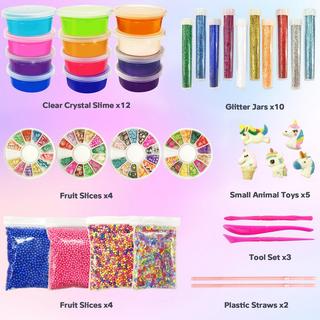 Activity-board  Slime Kit-12 Farben Kristall Schleim, machen Sie Ihre eigenen Schleim mit Glitter Charms Tool 