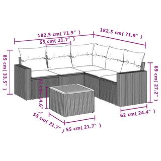 VidaXL Ensemble de canapés de jardin rotin synthétique  