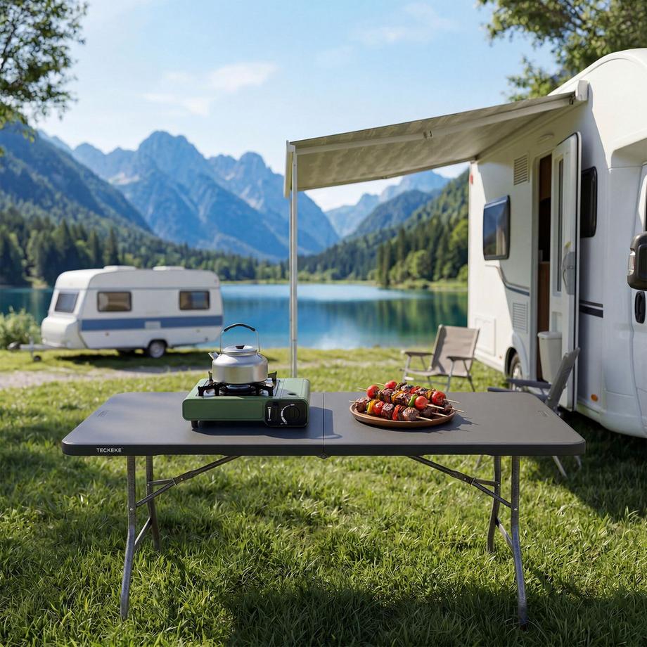 Tectake  Table de camping Panja pliable, résistant aux intempéries 