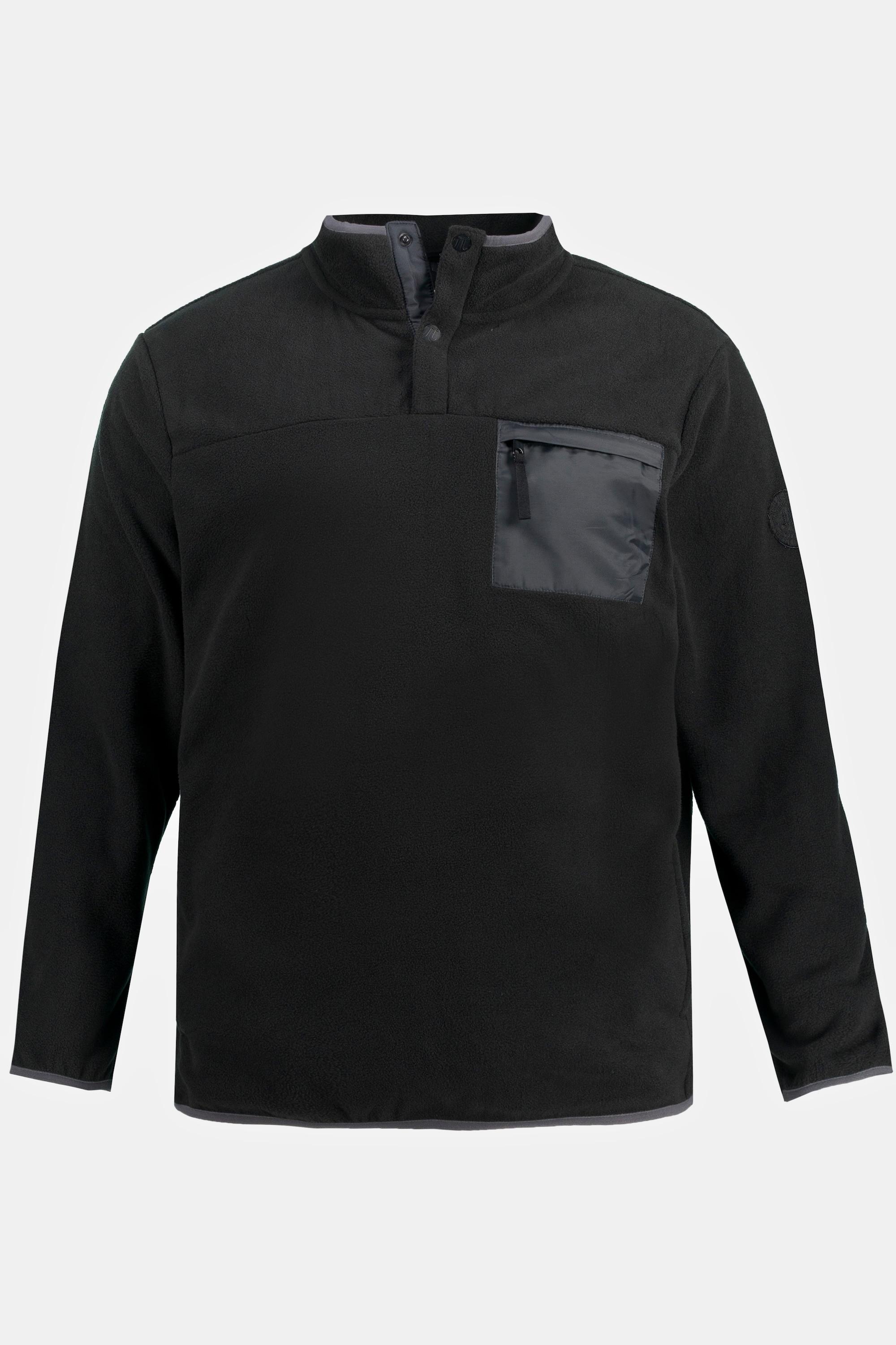 JP1880  Pullover da trekking in pile per l'outdoor con collo polo alto, maniche lunghe e abbottonatura 