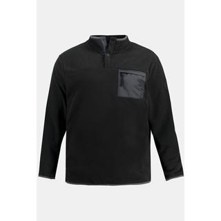 JP1880  Pullover da trekking in pile per l'outdoor con collo polo alto, maniche lunghe e abbottonatura 