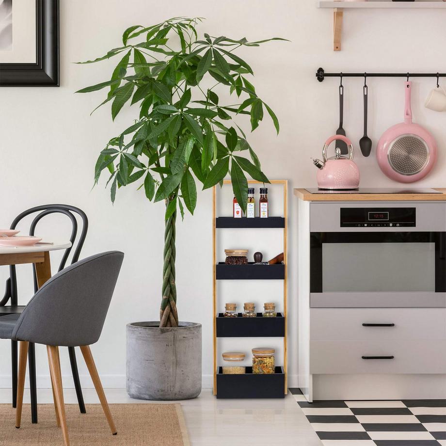 B2X Badezimmerregal aus Bambus mit 4 Ablagen  