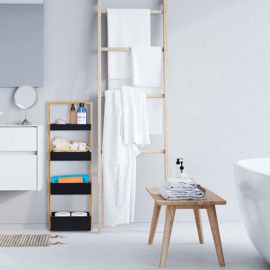 B2X Badezimmerregal aus Bambus mit 4 Ablagen  