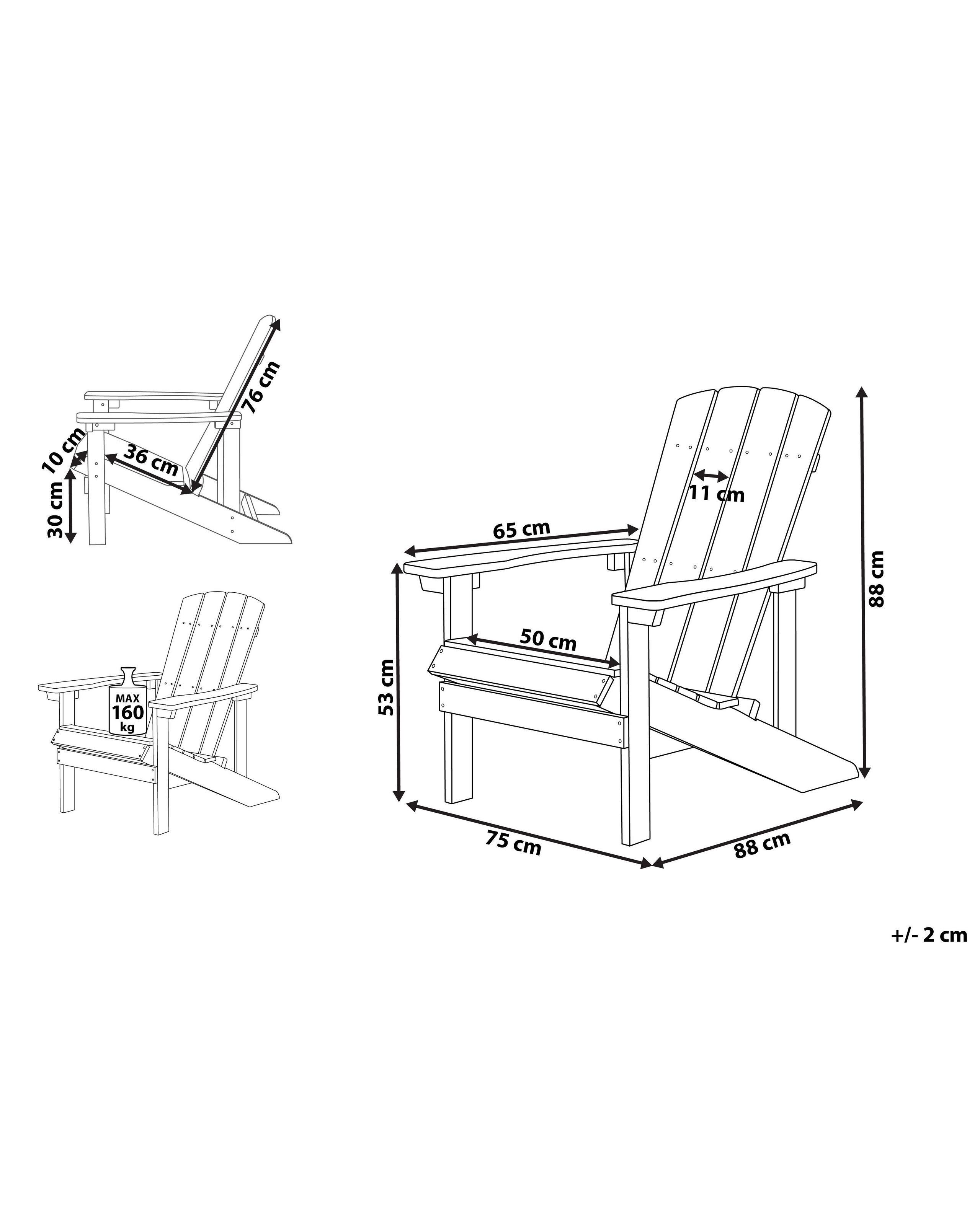 Beliani Chaise de jardin en Bois synthétique Rétro ADIRONDACK  