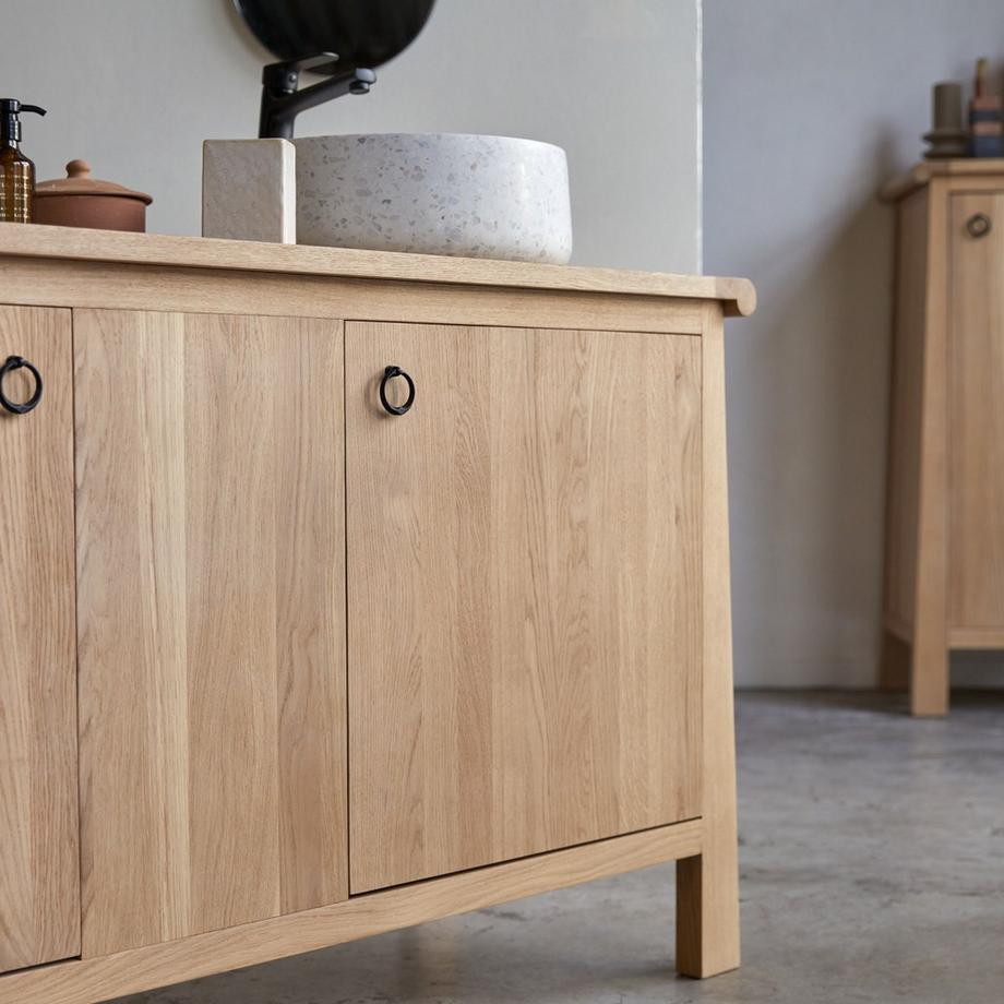 Tikamoon Waschtischunterschrank aus massiver Eiche 160 cm Volute  