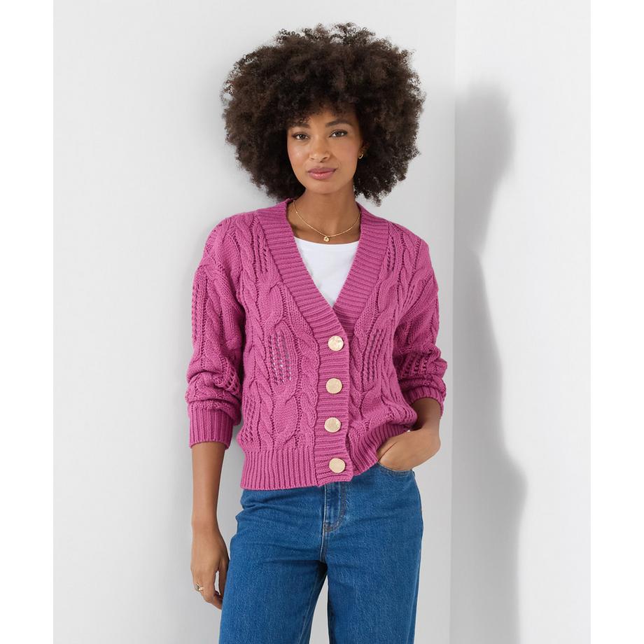 Cardigan en Maille Torsadée Col V Lucy