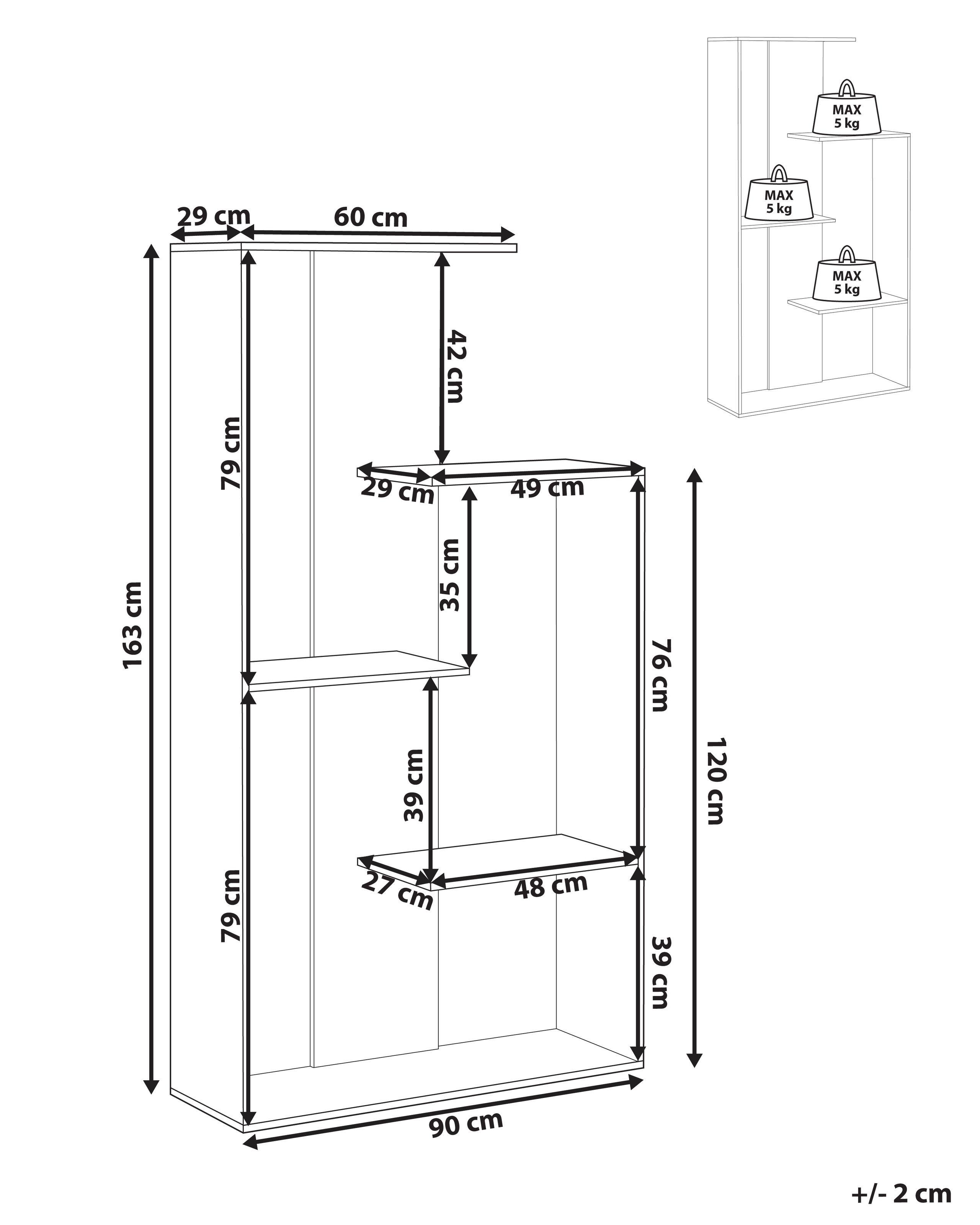 Beliani Bücherregal mit 3 Ebenen Skandinavisch KAHNTAH  
