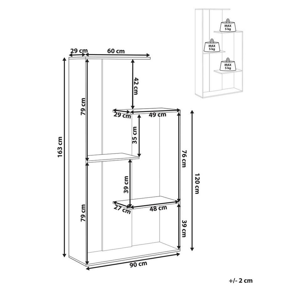 Beliani Libreria a 3 ripiani Scandinavo KAHNTAH  