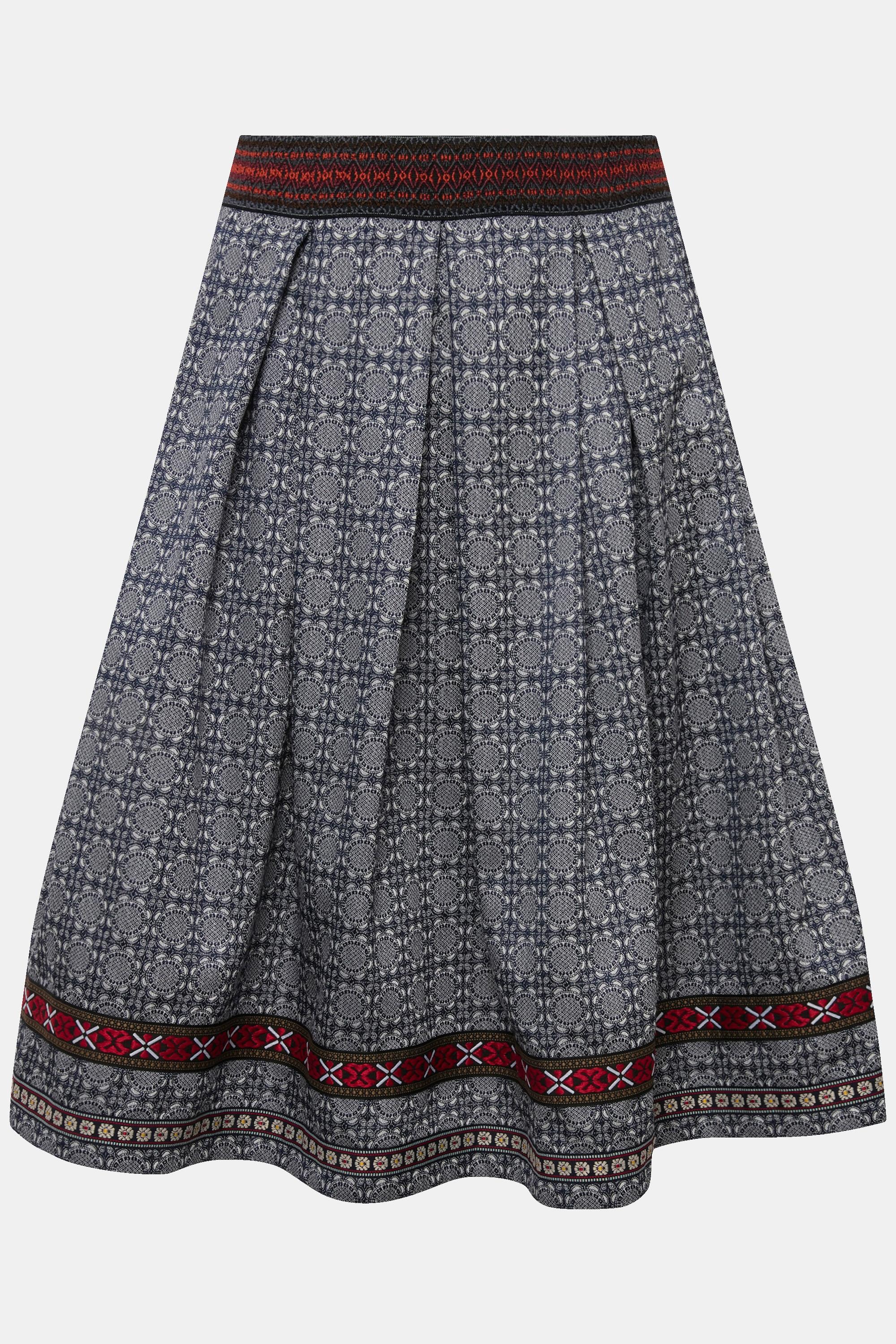 Ulla Popken  Gonna di jacquard in tradizionale stile Tracht con taglio svasato e nastro 