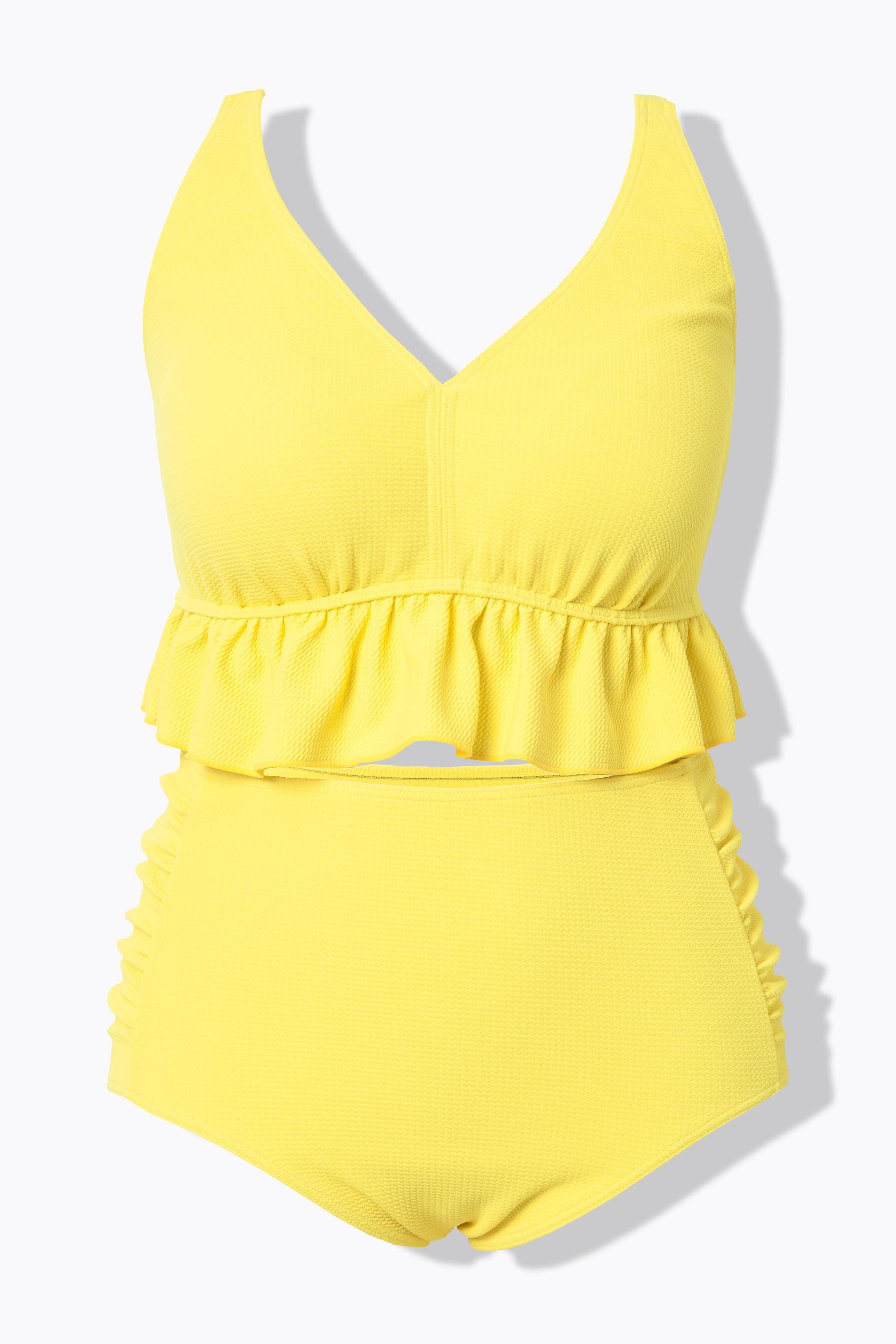 Ulla Popken Bikini Texturé Volant Bonnets Souples Bretelles Réglables  