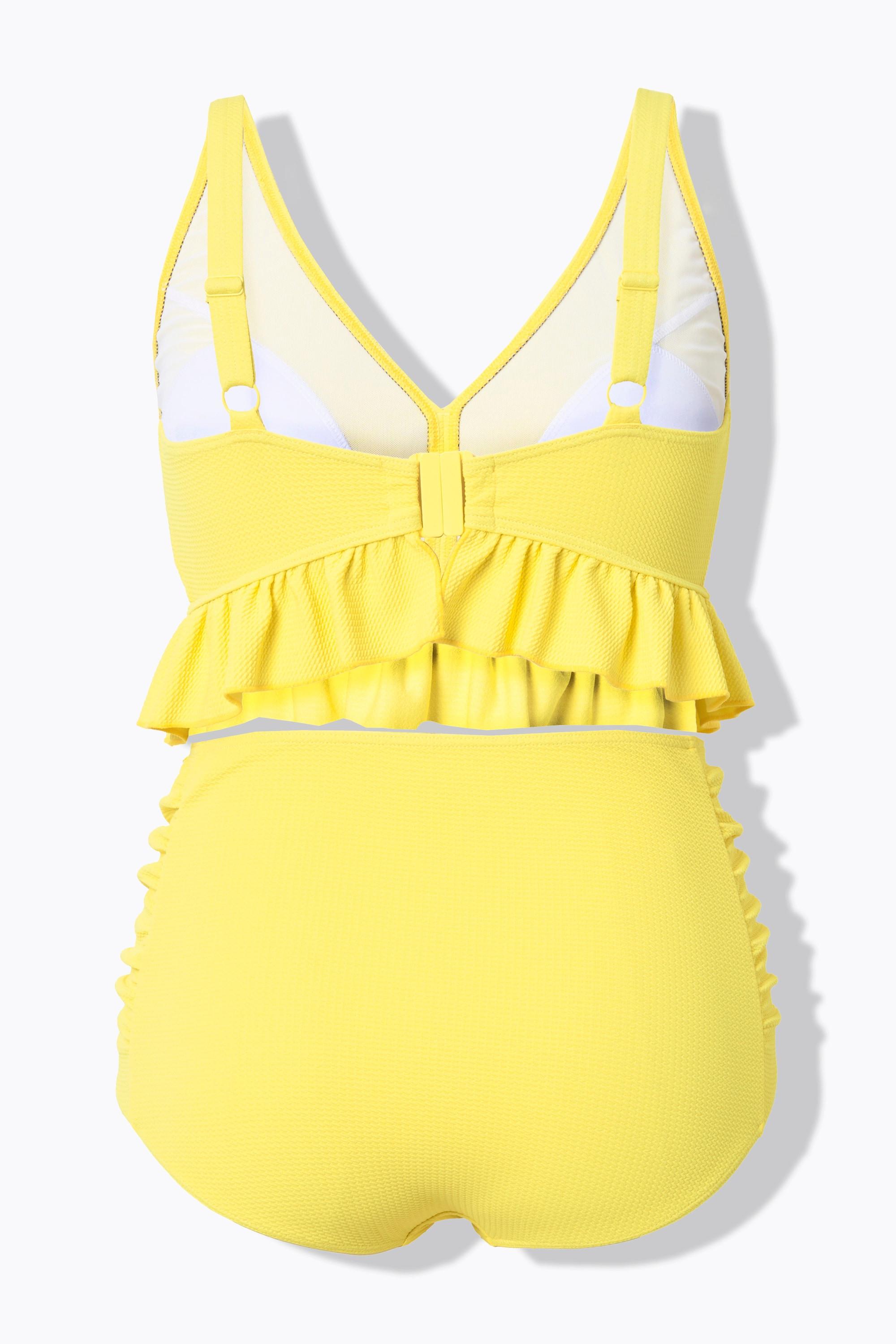 Ulla Popken Bikini Texturé Volant Bonnets Souples Bretelles Réglables  