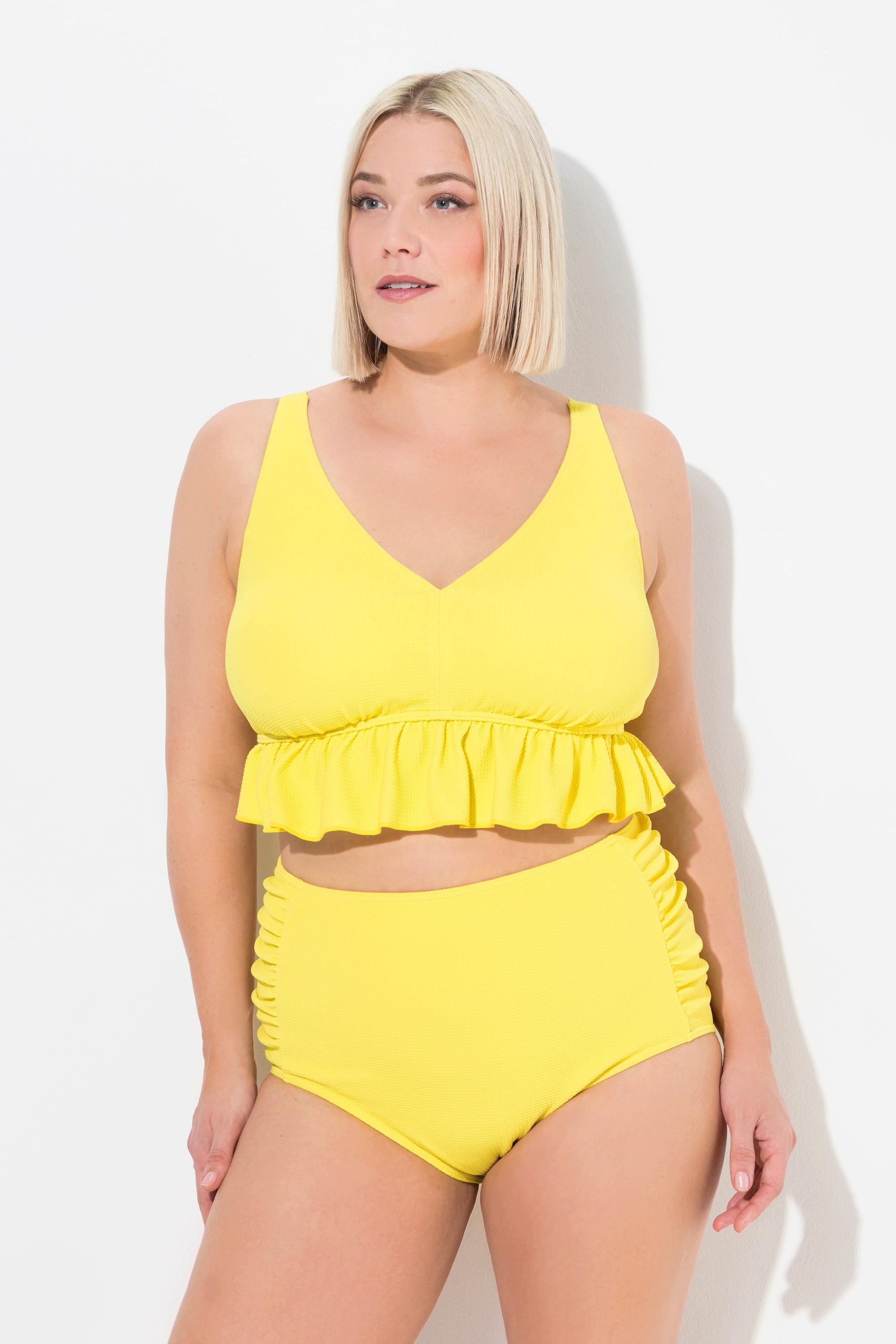 Ulla Popken Bikini Texturé Volant Bonnets Souples Bretelles Réglables  