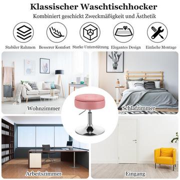 Sgabello per trucco con vano portaoggetti Sgabello girevole a 360° in ecopelle rosa