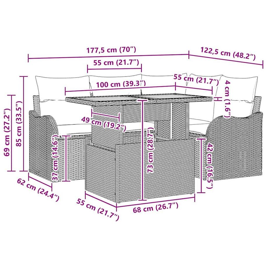VidaXL Ensemble de sièges d'extérieur poly rattan  