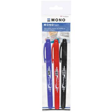 Tombow MONO evidenziatore 3 pz Nero, Blu, Rosso