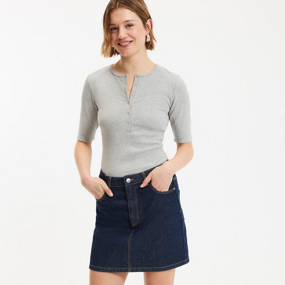 T-Shirt mit Henley-Ausschnitt