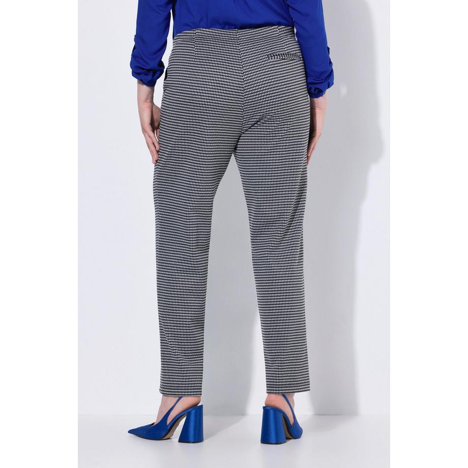 Ulla Popken Pantalon Jacquard Pied-de-poule Passepoils Taille Élastique  