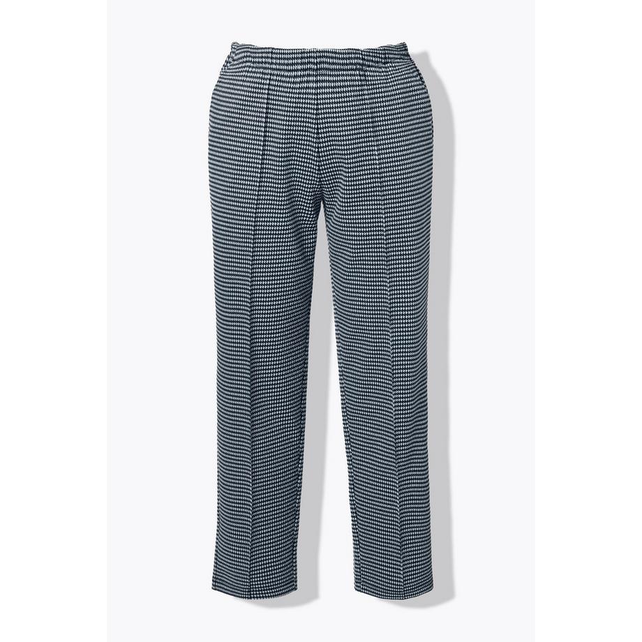 Ulla Popken Pantalon Jacquard Pied-de-poule Passepoils Taille Élastique  