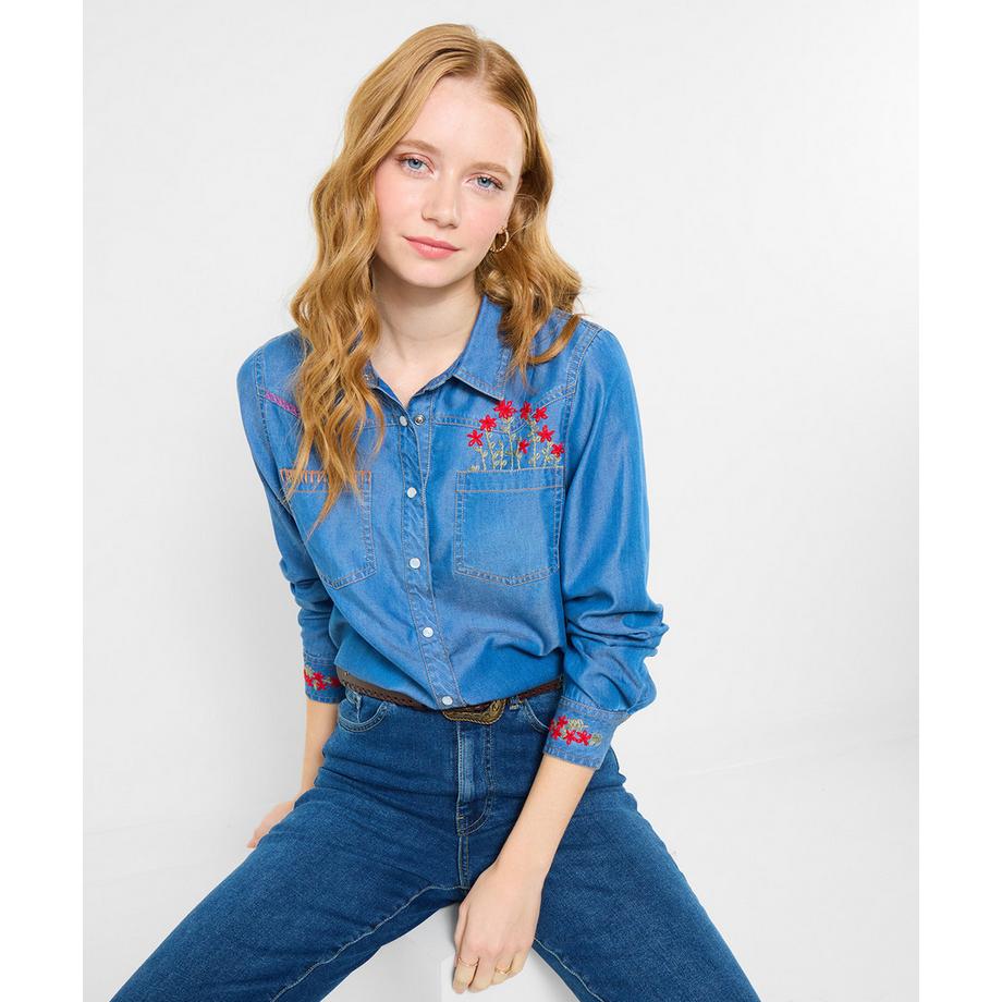 Joe Browns Jeanshemd mit Blumenstickerei  