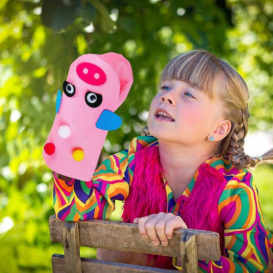 Activity-board  12Pcs Marionnettes à main en feutre pour enfants modernes Poupée en feutre Chaussette Pompoms Artisanat 