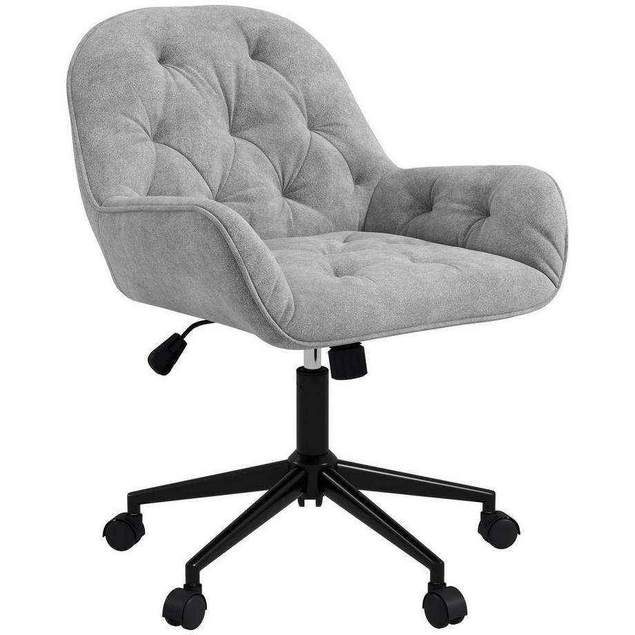 Chaise De Bureau Chaise De Bureau Avec Fonction Berçante, Chaise D'Ordinateur Réglable En Hauteur, Chaise De Travail Ergonomique Aspect Velours, Gris Clair