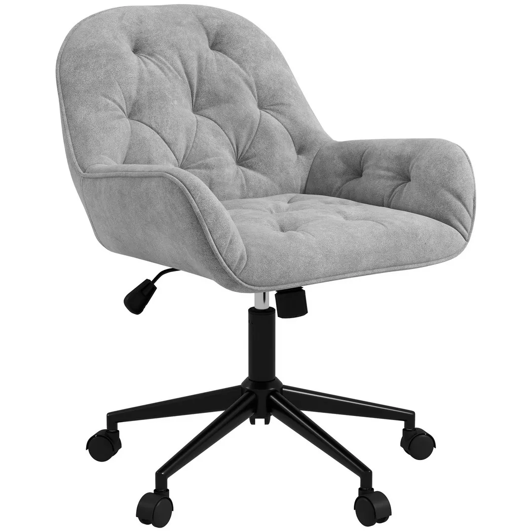 Northio – Bürostuhl Schreibtischstuhl Mit Wippfunktion, Computerstuhl Höhenverstellbar, Ergonomischer Arbeitsstuhl Samtoptik, Hellgrau, 60X80CM