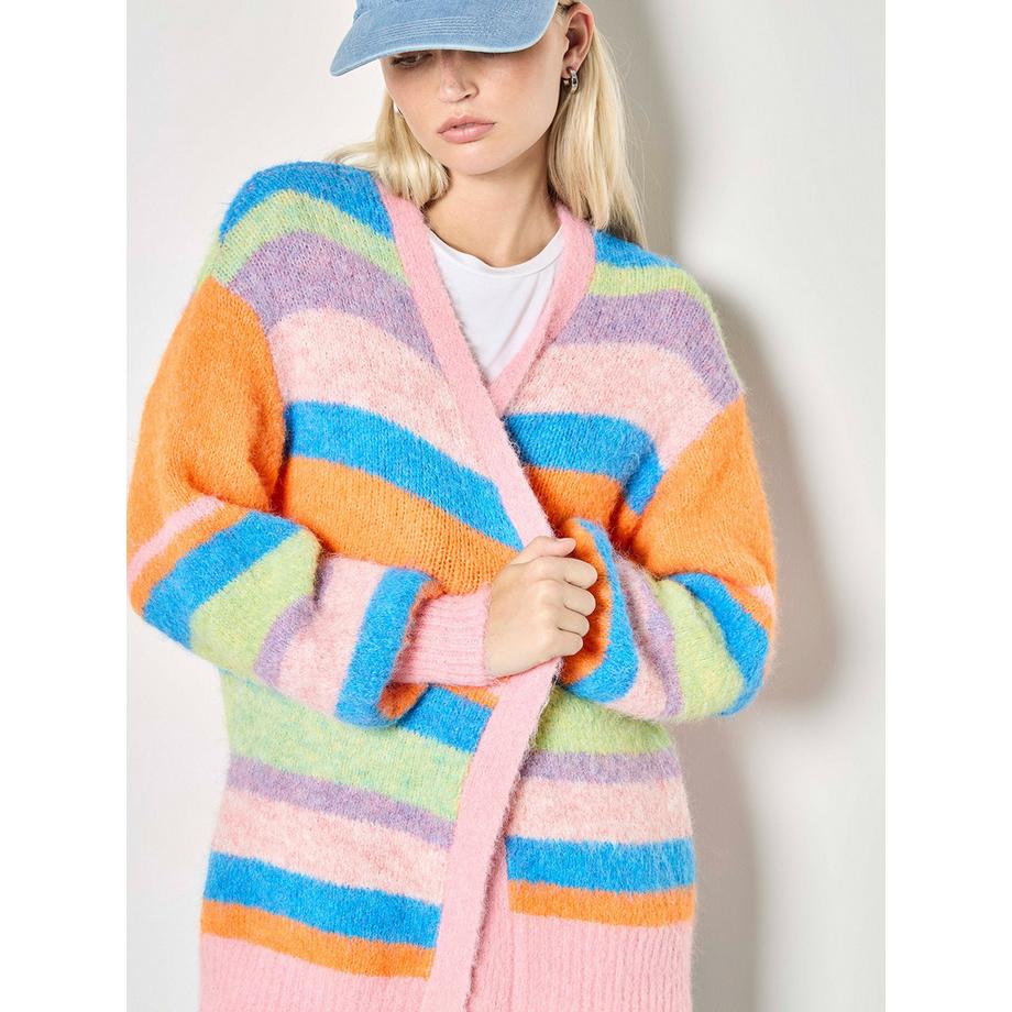 APRICOT Cardigan en Maille Duveteuse Rayé Coloré  
