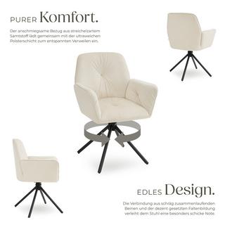 Tectake Drehbarer Armlehnstuhl Lenia in Samtoptik, gepolstert 360° drehbar, höhenverstellbare Kunststofffüße  