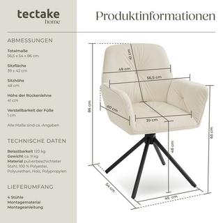 Tectake Drehbarer Armlehnstuhl Lenia in Samtoptik, gepolstert 360° drehbar, höhenverstellbare Kunststofffüße  