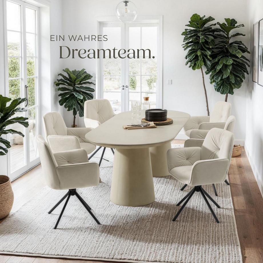 Tectake Drehbarer Armlehnstuhl Lenia in Samtoptik, gepolstert 360° drehbar, höhenverstellbare Kunststofffüße  