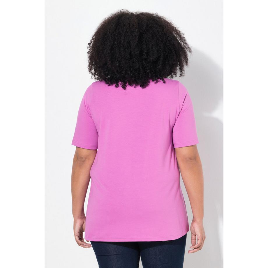 Ulla Popken T-Shirt Coupe Évasée Col Rond Manches Courtes  