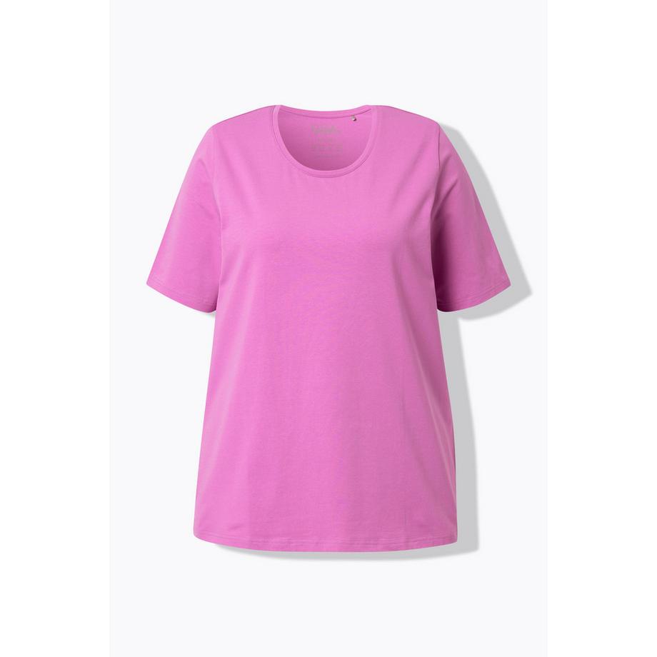 Ulla Popken T-Shirt Coupe Évasée Col Rond Manches Courtes  