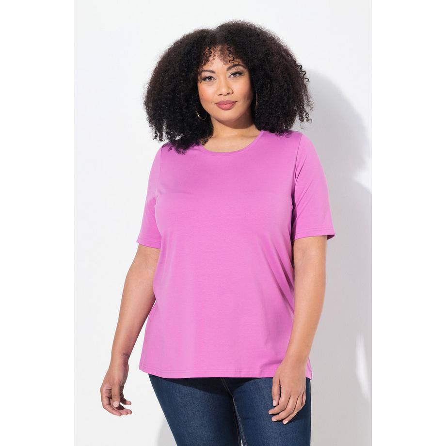 Ulla Popken T-Shirt Coupe Évasée Col Rond Manches Courtes  