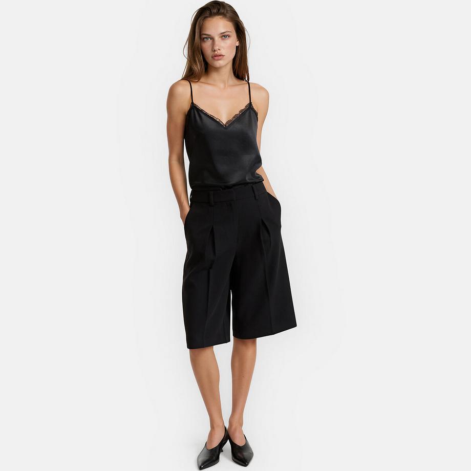 La Redoute Collections Satin-Top mit schmalen Trägern und Spitze  