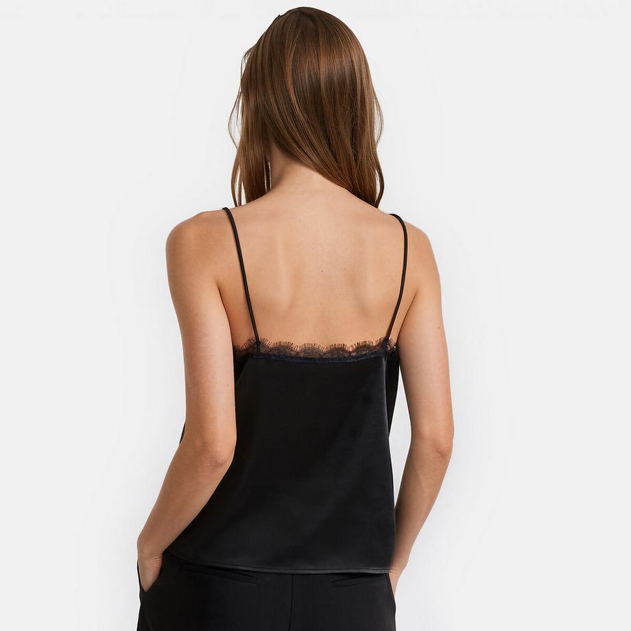 La Redoute Collections Satin-Top mit schmalen Trägern und Spitze  