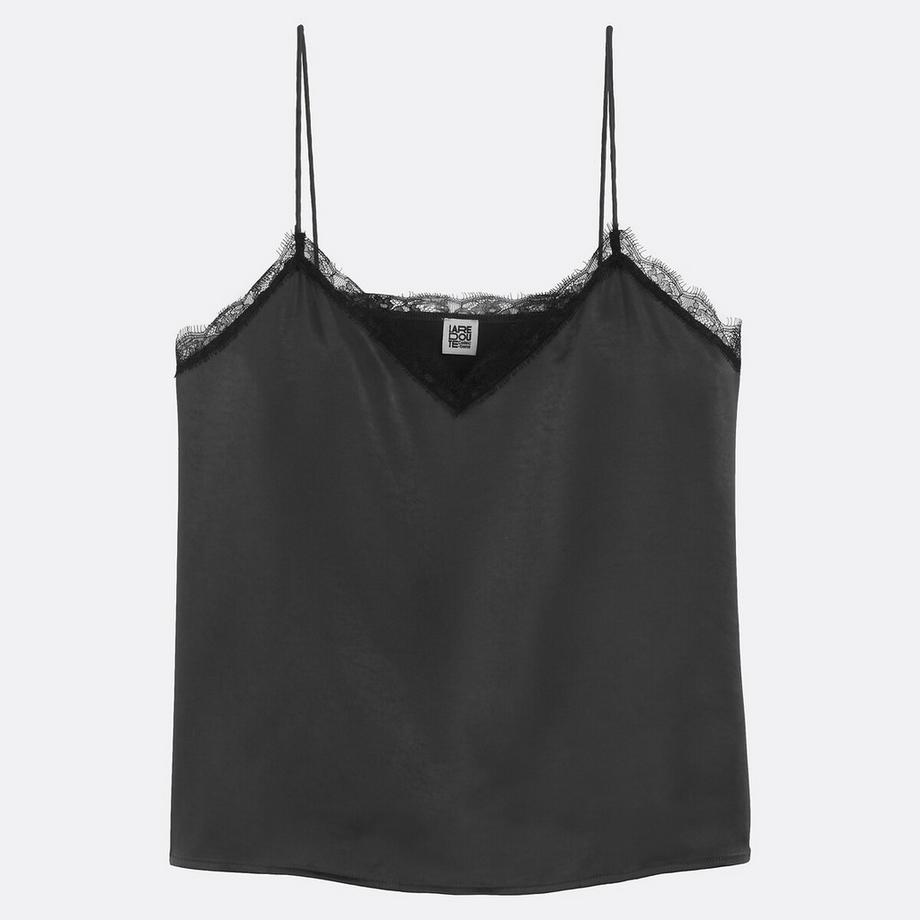 La Redoute Collections Satin-Top mit schmalen Trägern und Spitze  