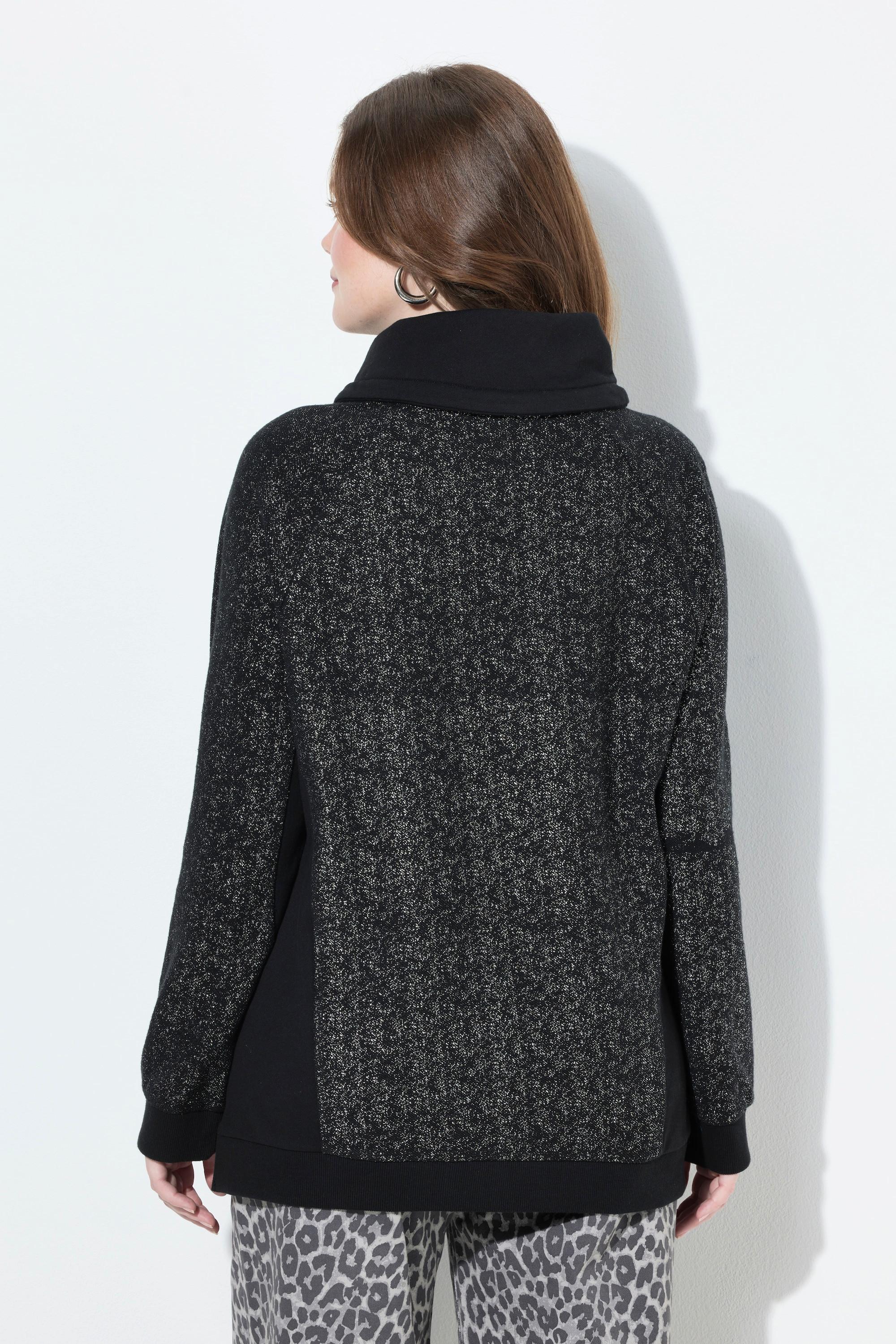 Ulla Popken Sweat-shirt Effet Pailleté Col Montant Manches Longues  