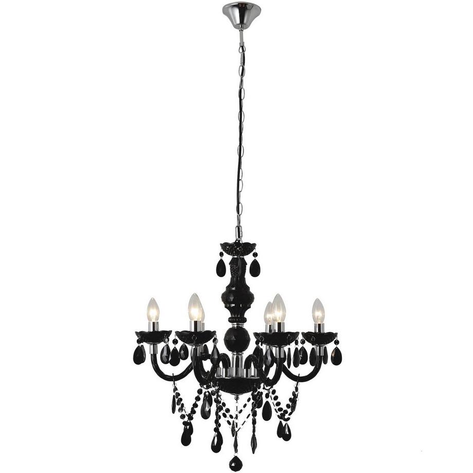 Lustre noir à 6 lampes