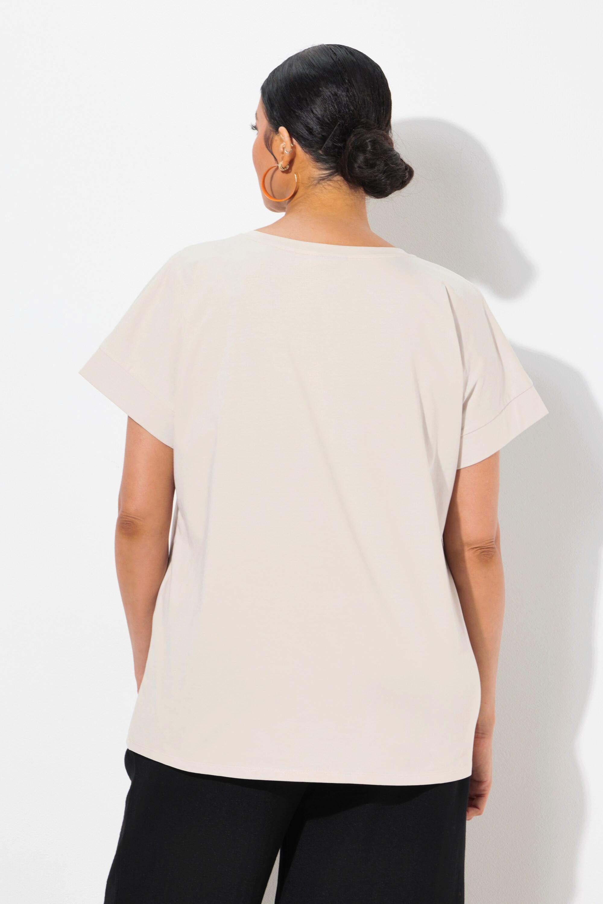 Ulla Popken T-shirt Oversize Ananas Strass Encolure Ronde Manches Courtes  