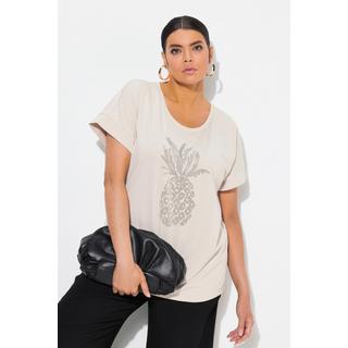 Ulla Popken T-shirt Oversize Ananas Strass Encolure Ronde Manches Courtes  