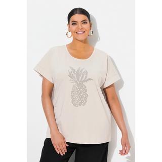 Ulla Popken T-shirt Oversize Ananas Strass Encolure Ronde Manches Courtes  