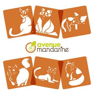 avenue mandarine  Avenue Mandarine Schablonen Set Katzen Orange Malschablone 