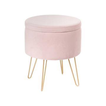 Pouf de rangement en Velours Glamour SILAS