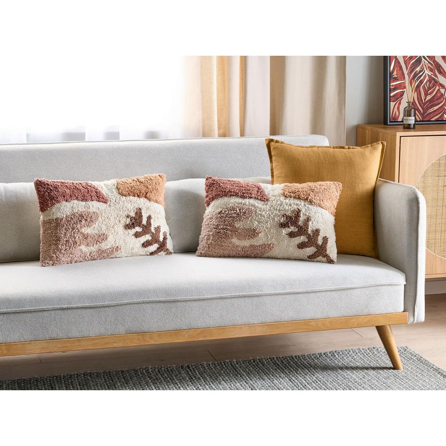 Beliani Lot de 2 coussins en Coton Boho CAMASSIA  