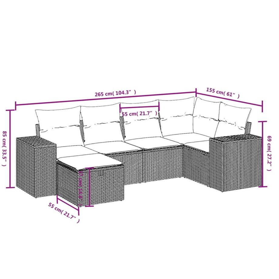 VidaXL set divano da giardino Polirattan  