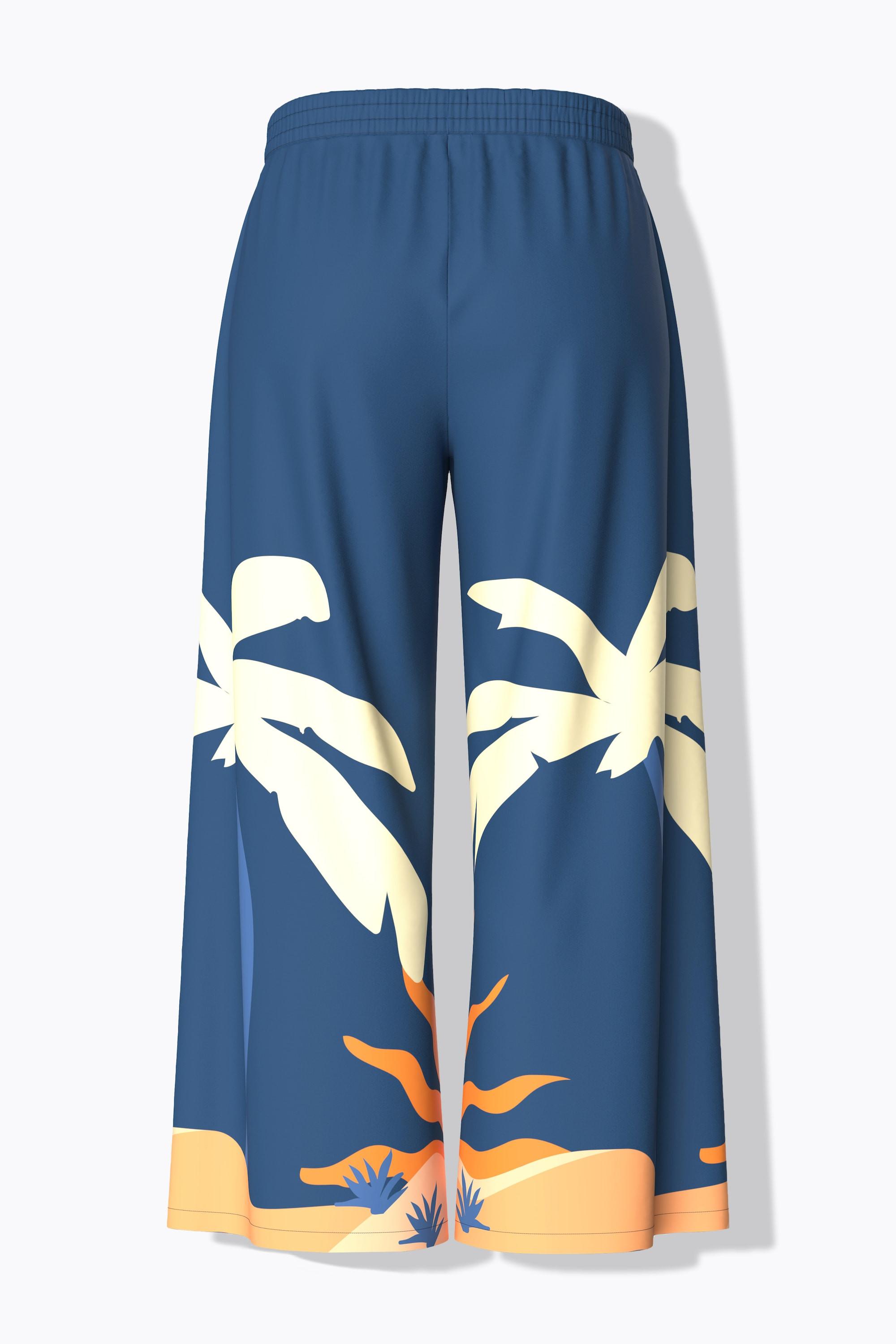 Ulla Popken Palazzohose Weites Bein Palmen Sonnen Print  