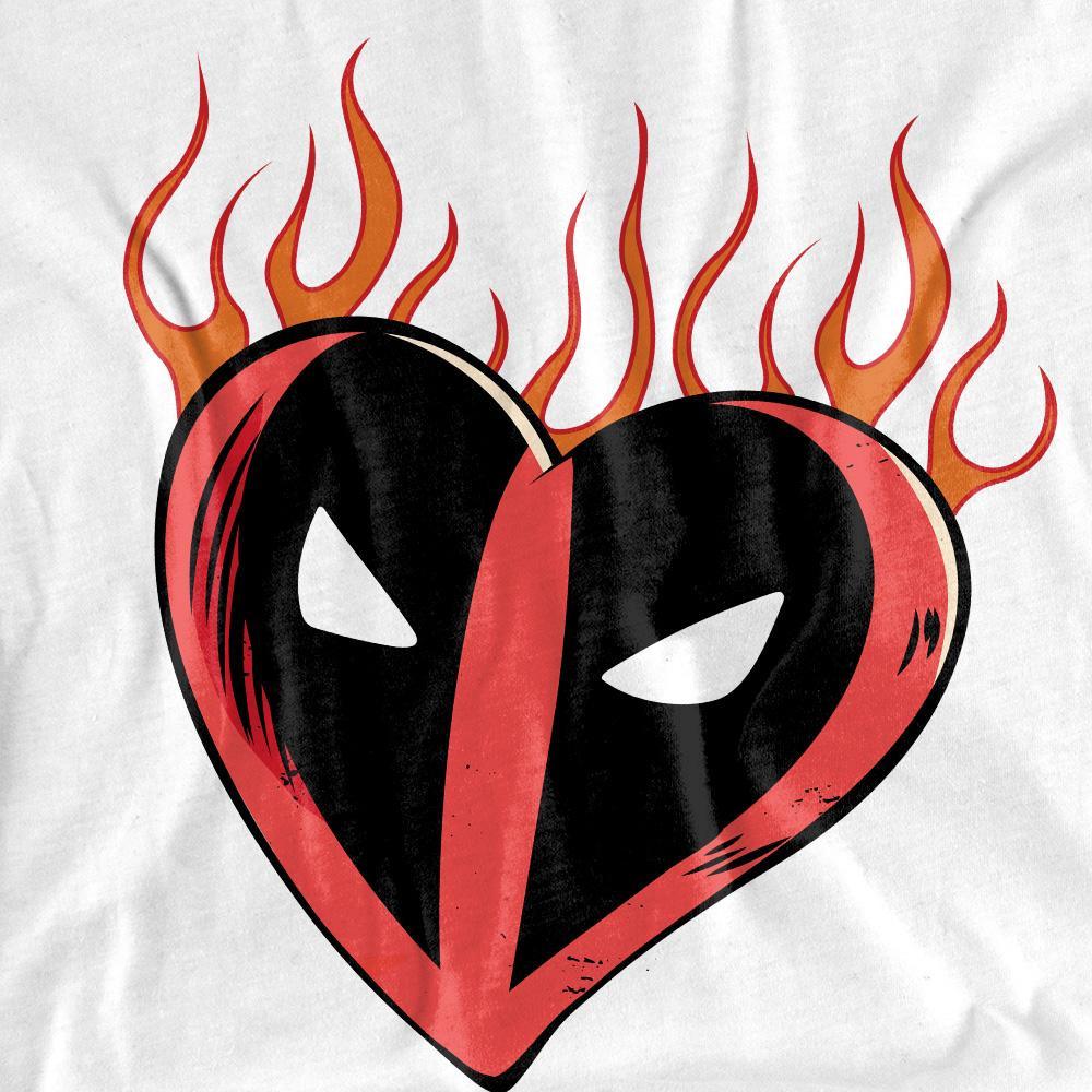 Deadpool Herz Flammen T-Shirt  
