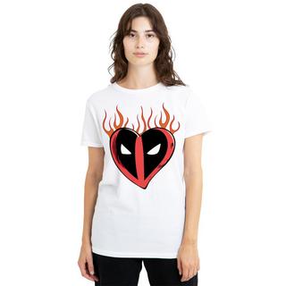 Deadpool Herz Flammen T-Shirt  